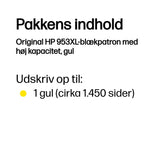 HP Original 953XL-blækpatron med høj kapacitet, gul