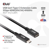 CLUB3D CAC-1531 USB-kabel 1 m USB C 2 x USB C 5 Gbit/sek. 60 W Sort
