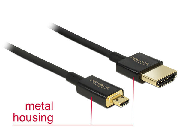 DeLOCK 85118 HDMI-kabel 0,25 m HDMI Type A (Standard) HDMI Type C (Mini) Sort