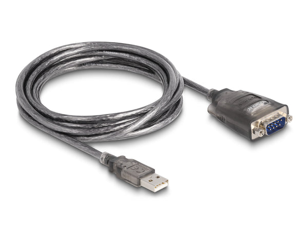 DeLOCK 61548 serielkabel Sort, Transparent 3 m USB Type-A RS-232