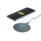 Hama QI-FC10 Metal Mobiltelefon, Smartphone Sort, Sølv USB Trådløs opladning Hurtig opladning Indendørs