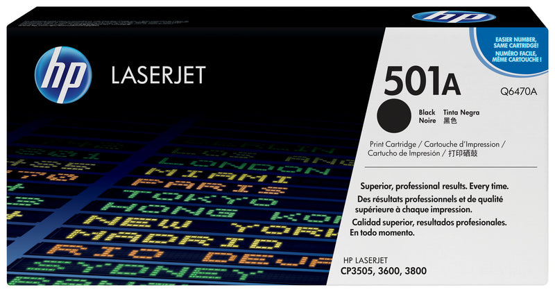 HP Original 501A LaserJet-tonerpatron, sort