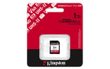 Kingston Technology 1 TB Canvas React Plus SDXC UHS-II 280R/150W U3 V60 til fuld HD/4K