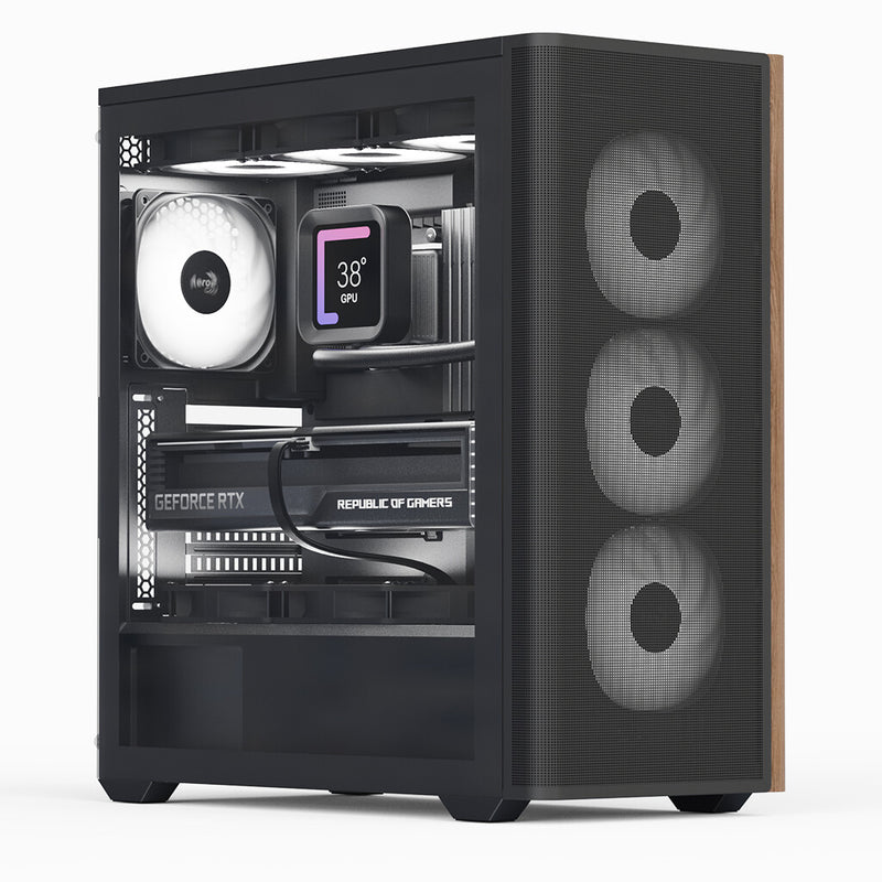Aerocool D501A Midi Tower Sort, Træ