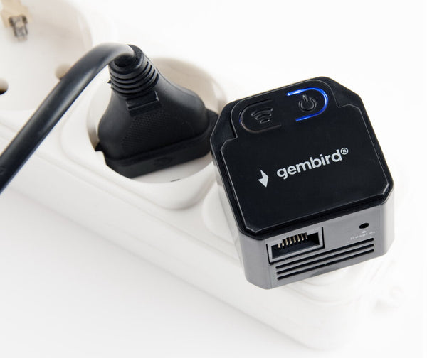 Gembird WNP-RP300-03-BK bridge og repeater Netværksgentager 300 Mbit/s Sort