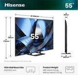 Hisense 55U7SE TV 139,7 cm (55") 4K Ultra HD Smart TV Wi-Fi Sort, Grå