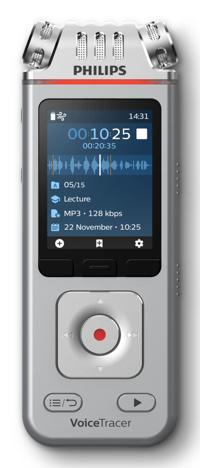 Philips DVT4115 Digital Voice Tracer Flashkort Krom, Sølv