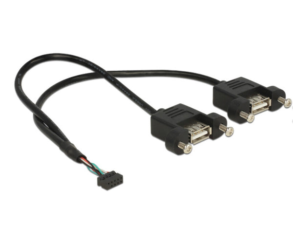 DeLOCK 84832 USB-kabel USB 2.0 0,25 m 2 x USB A 0,48 Gbit/sek. Sort