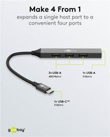 Goobay 74457 interface hub USB 3.2 Gen 1 (3.1 Gen 1) Type-C 5000 Mbit/s Lys grå