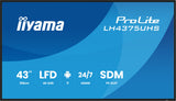 iiyama LH4375UHS-B2AG skilte display Digital fladpaneldisplay 108 cm (42.5") LCD Wi-Fi 500 cd/m² 4K Ultra HD Sort Indbygget processer Android 11 24/7