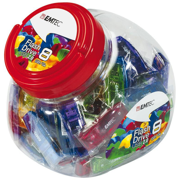 Emtec C410 Color Mix - Candy Jar 2.0 USB-nøgle 8 GB USB Type-A Blå, Grøn, Lilla, Rød, Gul