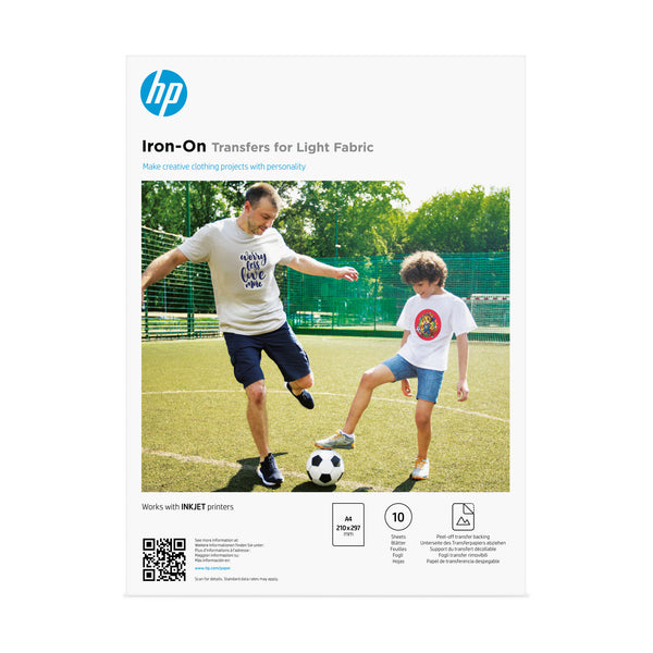HP Iron-On Transfers til lyst stof, A4 (210 x 297 mm) 10 ark