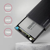 Axagon EE25-GTR USB-C 3.2 Gen 2 - SATA 6G 2.5\" externes Festplattengehäuse geriffelt HDD/SSD kabinet Sort 2.5"