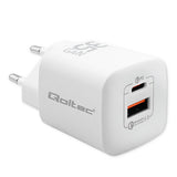 Qoltec 50763 oplader til mobil enhed Laptop, Bærbar spillekonsol, Strømbank, Smartphone, SmartWatch, Tablet Hvid Vekselstrøm Hurtig opladning Indendørs
