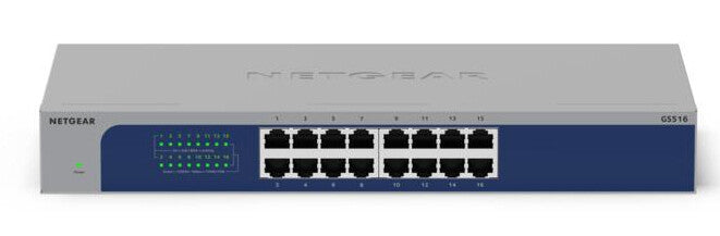 NETGEAR GS516-300EUS netværksswitch Ikke administreret Gigabit Ethernet (10/100/1000) Grå