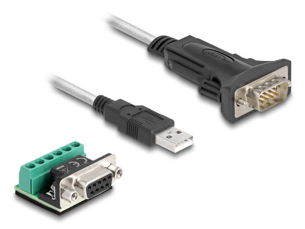 DeLOCK 64267 serielkabel Sort, Transparent 0,5 m USB Type-A DB-9