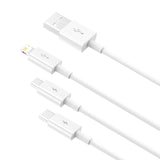 Baseus Superior USB-kabel USB 2.0 1,5 m USB A USB C/Micro USB A/Lightning 0,48 Gbit/sek. Hvid