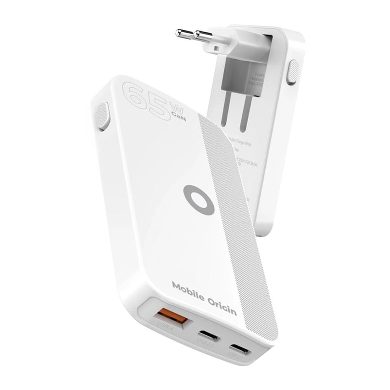 Mobile Origin GAN-65W-SLM-WHT oplader til mobil enhed Universel Hvid USB Hurtig opladning Indendørs
