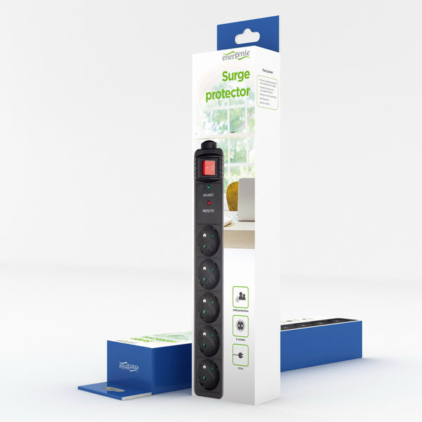 Gembird SPF5-C-5 overspændingsbeskytter Sort 5 AC stikkontakt(er) 250 V 1,5 m