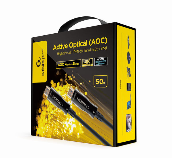 Gembird CCBP-HDMI-AOC-50M-02 HDMI-kabel HDMI Type A (Standard) Sort