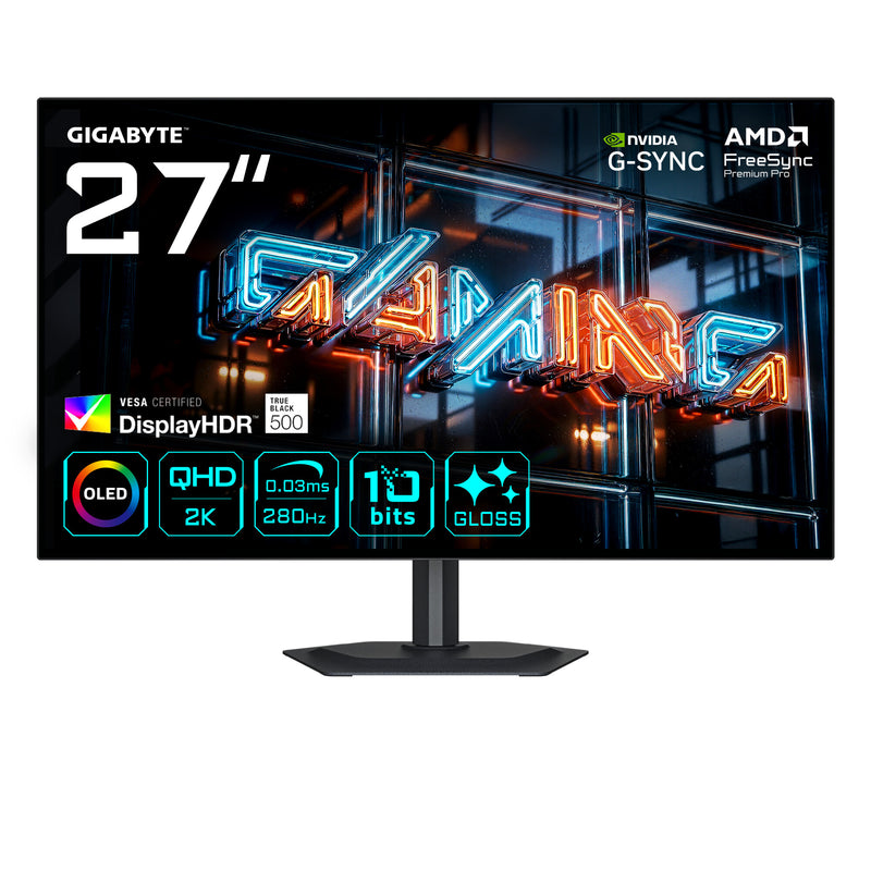 GIGABYTE MO27Q28GR computerskærm 68,6 cm (27") 2560 x 1440 pixel Quad HD OLED Sort