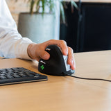 R-Go Tools Ergonomisk mus R-Go HE Break med pause-software, large (håndlængde ≥ 185 mm), venstrehåndet, kablet, sort