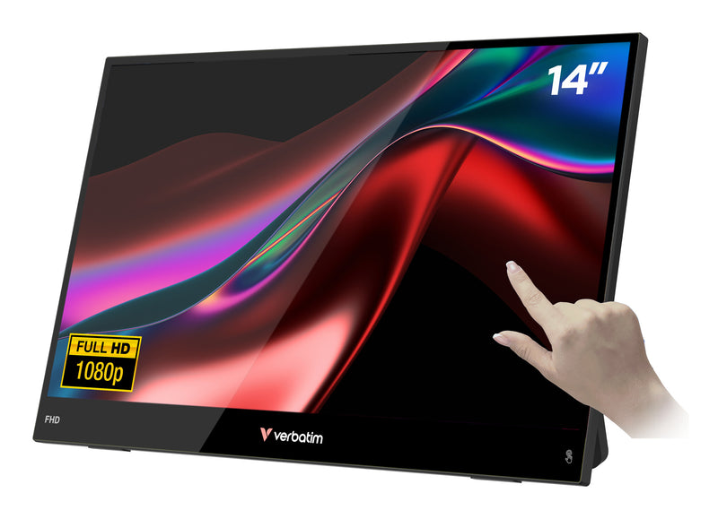 Verbatim Portable 14" FHD Touch Monitor LIGHT Bærbar skærm Sort 35,6 cm (14") LCD 1920 x 1080 pixel