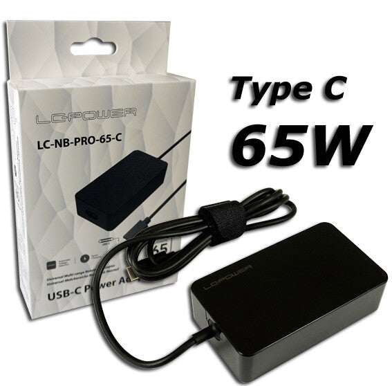 LC-Power LC-NB-PRO-65-C strømadapter og vekselret Indendørs 65 W Sort