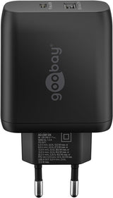 Goobay 65411 oplader til mobil enhed Hovedtelefoner, Smartphone, Tablet Sort Vekselstrøm Hurtig opladning Indendørs