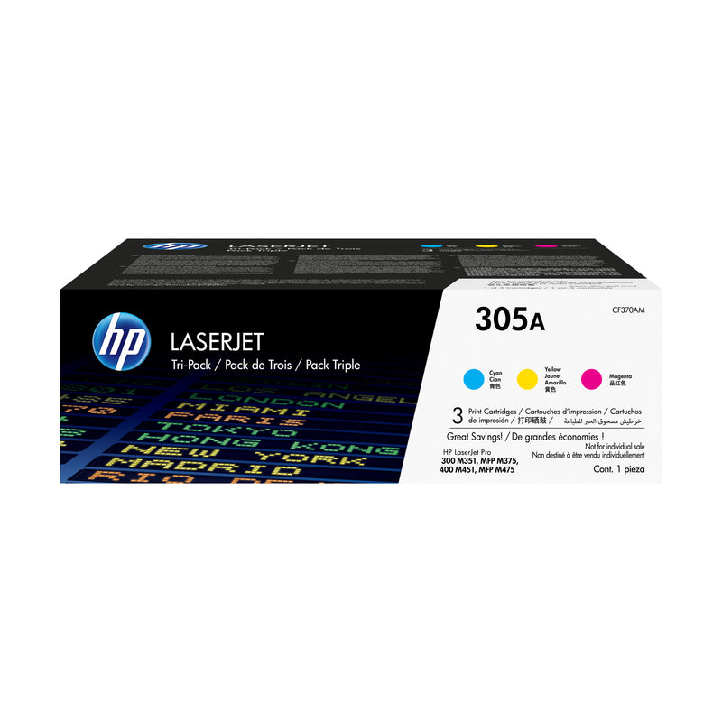 HP 305A Pakke med 3 stk., cyan/magenta/gul, originale blækpatroner