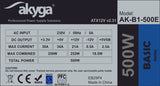 Akyga AK-B1-500E enhed til strømforsyning 500 W 20+4 pin ATX ATX Grå