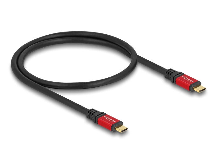 DeLOCK 80651 USB-kabel USB4 Gen 2x2 0,5 m USB C 20 Gbit/sek. 100 W Sort, Rød