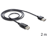 DeLOCK EASY-USB 2.0-A - USB 2.0-A, 2m USB-kabel USB A 0,48 Gbit/sek. Sort