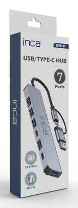 Inca IUTP-7T interface hub USB 3.2 Gen 1 (3.1 Gen 1) Type-A + Type-C 5000 Mbit/s Grå