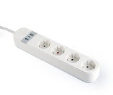 Gembird TSL-PS-S4U-01-W smart strømskinne 4 AC stikkontakt(er) Type E 1,5 m 3 3880 W Hvid