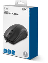Deltaco Optisk mus med ledning, 3 knapper med scroll, 1.200 DPI, USB 2.0, 1,2 meter ledning, sort