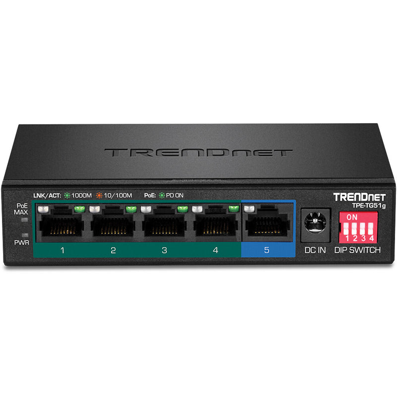 Trendnet TPE-TG51G netværksswitch Gigabit Ethernet (10/100/1000) Strøm over Ethernet (PoE) Sort