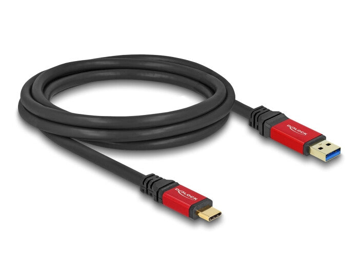 DeLOCK 80618 USB-kabel USB 3.2 Gen 2 (3.1 Gen 2) 2 m USB A USB C 10 Gbit/sek. Sort, Rød