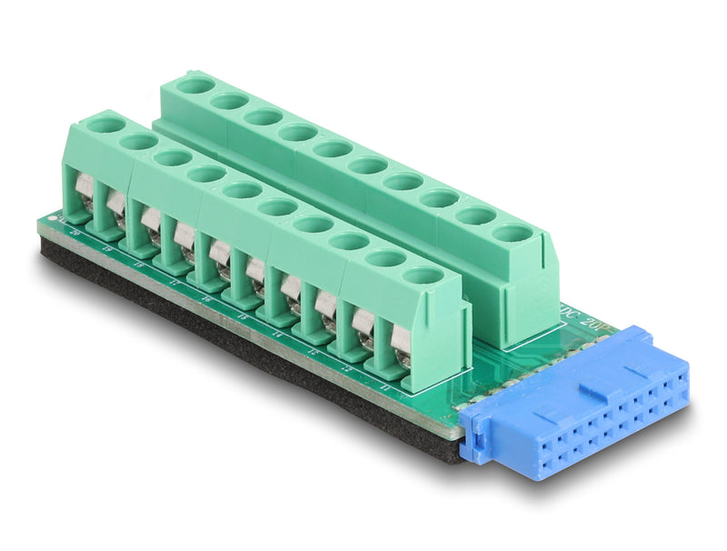 DeLOCK 67191 kabel kønsskifter USB header - 19 pin Terminal block - 20 pin Sort, Grøn