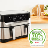 Tefal Dual Easy Fry & Grill EY905D Dobbelt 8,3 L Enkeltstående 2700 W Varmluftsteger Rustfrit stål