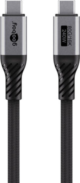 Goobay 74776 USB-kabel USB4 Gen 4x2 1,5 m USB C 80 Gbit/sek. 240 W Sort, Sølv