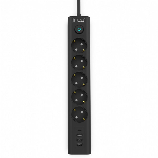 Inca IPW-44TU overspændingsbeskytter Sort 5 AC stikkontakt(er) 230 V 1,5 m