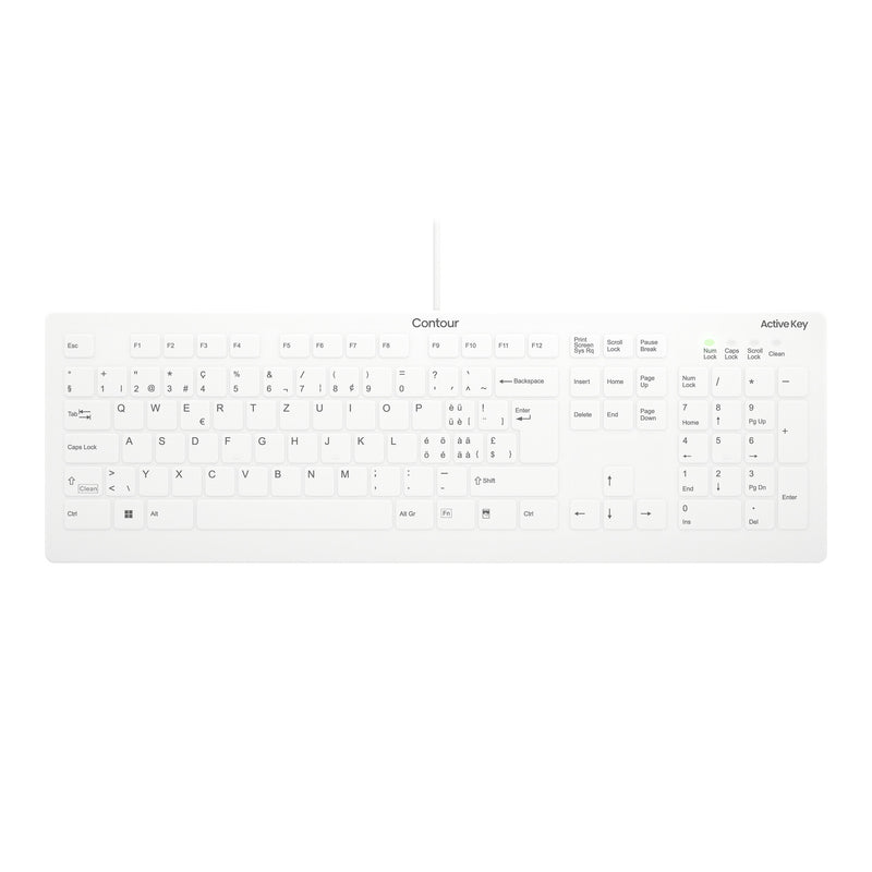 Contour Design Active Key AK-C8112 tastatur Medicinsk USB QWERTZ Schweizisk Hvid