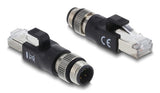 DeLOCK 90831 kabel kønsskifter M12 4-pin RJ-45 Sort