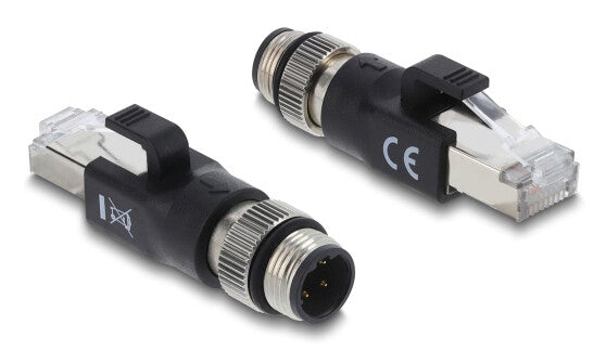 DeLOCK 90831 kabel kønsskifter M12 4-pin RJ-45 Sort