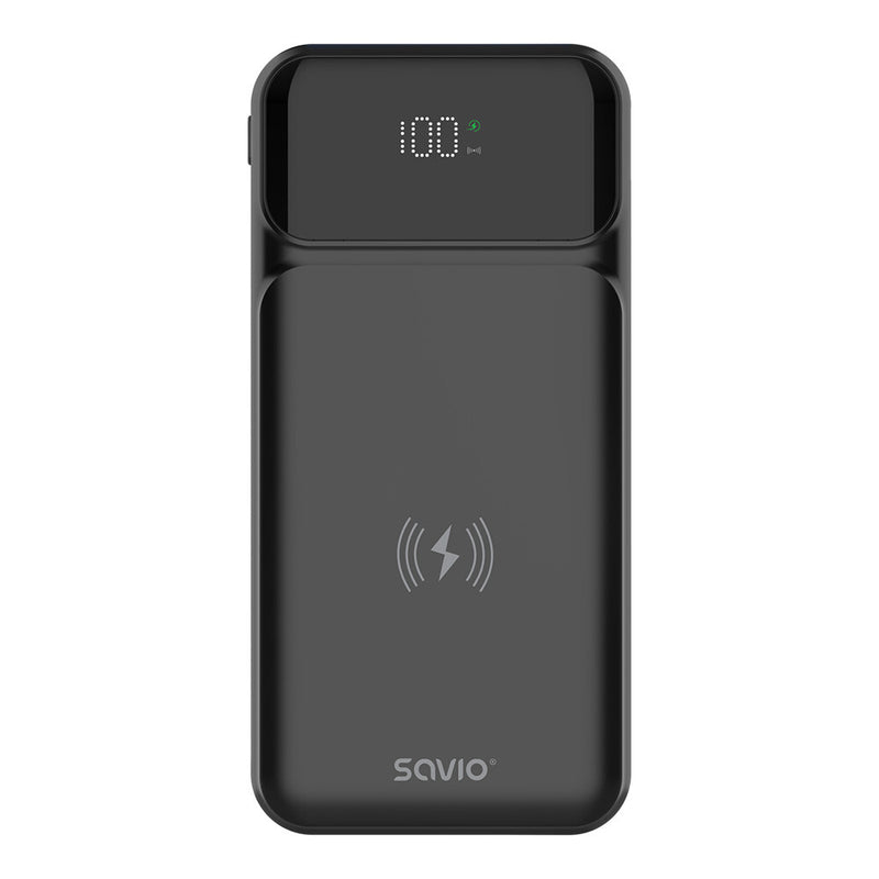 Savio BA-09 powerbank Lithium polymer (LiPo) 37 mAh Trådløs opladning Sort