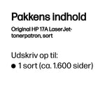 HP Original 17A LaserJet-tonerpatron, sort