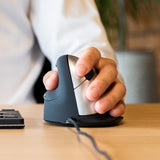 R-Go Tools Ergonomisk mus R-Go HE Break med pause-software, large (håndlængde ≥ 185 mm), venstrehåndet, kablet, sort