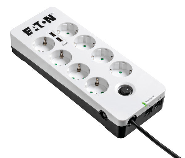 Eaton PB8TUD overspændingsbeskytter Sort, Hvid 8 AC stikkontakt(er) 220 - 250 V 1,5 m