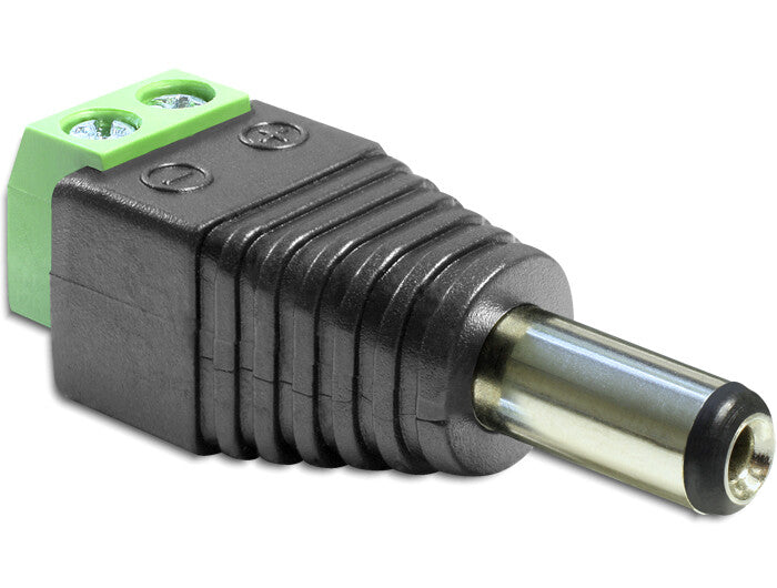 DeLOCK 65396 kabel kønsskifter DC 2.1 x 5.5 mm 2p Sort, Grøn